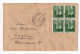 Lettre 1940 Suisse Zurich Derlikon Bloc De 4 Timbres Général Hanz Herzog Pro Juventute 1939 Switzerland - Storia Postale