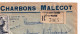Lettre 1952 Recommandée Bordeaux Cours De La Marne Gironde Charbon Malécot Paire Arbois Jura 15F - Cartas & Documentos