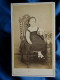 Photo CDV Thiebault à Gien  Petite Fille Assise  Robe Chasuble Sec. Emp. CA 1865-70 - L442 - Oud (voor 1900)