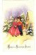 FANTAISIE NOUVEL AN MIGNONNETTE DENTELEE ILLUSTRATEUR EDUG 290 : BONNE ET HEUREUSE ANNEE - ENFANTS ET SAPINS - Autres & Non Classés