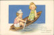 MARIA PIA FRANZONI TOMBA SIGNED 1940s POSTCARD - SPORT - CHILDREN &  BOATING (5711) - Other & Unclassified