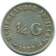 1/4 GULDEN 1957 ANTILLES NÉERLANDAISES ARGENT Colonial Pièce #NL11000.4.F.A - Niederländische Antillen
