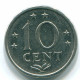 10 CENTS 1979 ANTILLES NÉERLANDAISES Nickel Colonial Pièce #S13612.F.A - Antille Olandesi