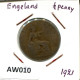 HALF PENNY 1921 UK GBAN BRETAÑA GREAT BRITAIN Moneda #AW010.E.A - C. 1/2 Penny