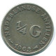 1/4 GULDEN 1962 NIEDERLÄNDISCHE ANTILLEN SILBER Koloniale Münze #NL11168.4.D.A - Netherlands Antilles