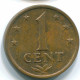 1 CENT 1977 ANTILLES NÉERLANDAISES Bronze Colonial Pièce #S10719.F.A - Niederländische Antillen
