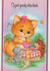 GATO GATITO Animales Vintage Tarjeta Postal CPSM #PAM262.A - Chats