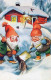 SANTA CLAUS Happy New Year Christmas GNOME Vintage Postcard CPSMPF #PKG529.A - Santa Claus