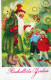 BABBO NATALE Buon Anno Natale Vintage Cartolina CPSMPF #PKG291.A - Santa Claus