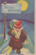 SANTA CLAUS Happy New Year Christmas GNOME Vintage Postcard CPSMPF #PKD915.A - Santa Claus