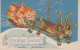 SANTA CLAUS Happy New Year Christmas GNOME Vintage Postcard CPA #PKE006.A - Kerstman