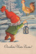 SANTA CLAUS Happy New Year Christmas GNOME Vintage Postcard CPSMPF #PKD315.A - Kerstman