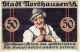 50 PFENNIG 1921 Stadt NORDHAUSEN Saxony DEUTSCHLAND Notgeld Banknote #PH872 - [11] Local Banknote Issues
