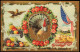 Glückwunsch: Thanksgiving / Erntedankfest Turkey USA 1910 Goldrand/Prägekarte - Thanksgiving