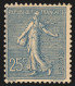 N°132, Semeuse Lignée 25c Bleu, Neuf ** Sans Charnière - TB - Unused Stamps