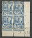 TUNISIE N° 288A Bloc De 4 Coin Daté 29 / 7 / 48 NEUF** SANS CHARNIERE NI TRACE  / Hingeless  / MNH - Unused Stamps