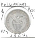 PHILIPPINES  US.Période 1 PESO   Année 1907s   KM172, Ag. 0.800, TTB+ - Filipinas