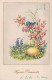 EASTER FLOWERS EGG Vintage Postcard CPA #PKE165.GB - Pâques