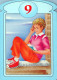 HAPPY BIRTHDAY 9 Year Old BOY Children Vintage Postcard CPSM Unposted #PBU035.GB - Geburtstag