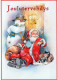 SANTA CLAUS Happy New Year Christmas SNOWMAN Vintage Postcard CPSM #PAU388.GB - Santa Claus