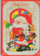 SANTA CLAUS ANIMALS CHRISTMAS Holidays Vintage Postcard CPSM #PAK495.GB - Santa Claus