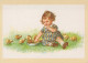 PÂQUES ENFANTS Vintage Carte Postale CPSM #PBO341.FR - Ostern