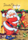PAPÁ NOEL Feliz Año Navidad Vintage Tarjeta Postal CPSM #PBL353.ES - Santa Claus