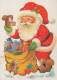 PAPÁ NOEL Animales NAVIDAD Fiesta Vintage Tarjeta Postal CPSM #PAK496.ES - Santa Claus