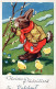 OSTERN HUHN EI KINDER Vintage Ansichtskarte Postkarte CPA #PKE294.DE - Easter