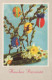 OSTERN FLOWERS EI Vintage Ansichtskarte Postkarte CPA #PKE168.DE - Easter