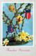 OSTERN FLOWERS EI Vintage Ansichtskarte Postkarte CPA #PKE168.DE - Pasen
