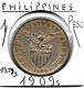 PHILIPPINES  US.Période 1 PESO   Année 1909s   KM172, Ag. 0.800, TTB - Filippijnen