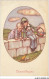 AS#BFP1-0359 - VOEUX - Bonnes Pâques - Enfants Près D'un Mur Regardant Un Poussin - Pasen
