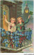 AS#BFP1-0348 - VOEUX - Souvenir - Couple D'enfant Sur Un Balcon Décoré De Myosotis - Easter