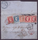 FRANCE 1853-1860 Five Stamps On The Cover: 80c Carmin (3 Stamps) + 20c Bleu + 40c Jeune-orange - 1853-1860 Napoléon III.