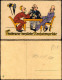 Künstlerkarten Skatspiel Neujahr Sylvester New Year Skatbrüder 1917 - Neujahr
