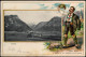 Inzell / Obb. Passepartout Stadt - Wanderer 1904 Goldrand/Prägekarte - Autres & Non Classés