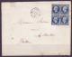 FRANCE 1853-1860 BLOC DE QUATRE 20c Bleu YT N°14 Bloc Of Four On The Cover From Paris - 1853-1860 Napoleon III