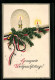 AK Gesegnete Weihnachtstage, Tannenzweig Mit Kerzen Und Reichsfahnenband  - Weltkrieg 1914-18