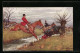 Künstler-AK M. Munk Nr. 422: Jäger überwinden Mit Ihren Pferden Einen Bachlauf  - Sonstige & Ohne Zuordnung