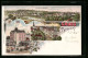 Lithographie Hamburg-Bergedorf, Panorama, Bahnhofs-Hotel, Holstenstrasse  - Bergedorf