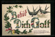 AK Behüt Dich Gott-Glitzerspruch Mit Zwei Schwalben  - Oorlog 1914-18