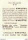 LES VEDETTES AVEC LE CHOCOLAT KWATTA IMAGE DE 5 X 7 CMS  N° 24 RAY MILLAND - Sonstige & Ohne Zuordnung