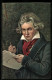 Künstler-AK Portrait Beethovens Beim Komponieren Im Wald  - Artiesten
