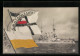 AK Kriegsschiff S.M.S. Schlesien, Wappen Und Fahnen, 1. Weltkrieg  - Guerra