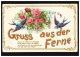 Prägekarte Rosenstrauß Mit Schwalben-Paar, PERDÖL 3.3.1909 - Vogels