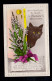 England Tiere-AK Geburtstag: Schwarze Katze Mit Blumen, Beschriftet - Katzen