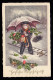 AK Neujahr: Schornsteinfeger-Mädchen Mit Glückbringern Unterm Regenschirm, 1940 - New Year