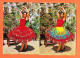 31836 / ⭐ ◉  GERONA Cataluña Lot De 2 CP Brodées Tissées DANSEUSE CATALANE Région GERONE 1980s Espagne - Gerona