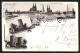 Lithographie Cöln, Alte Boltmühle, Hahnenthor, Dom Und Bahnbrücke, Ortsansicht Von Deutz Aus  - Köln